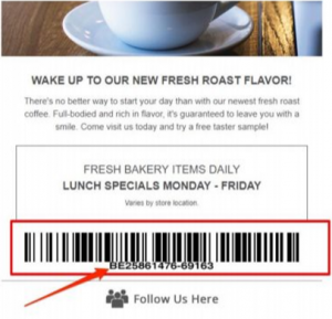 Restaurant Email Marketing Single Use Coupon Barcode