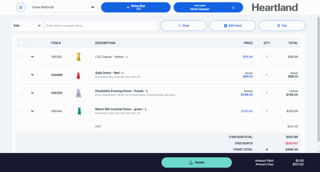 Heartland Retail Software POS Screen